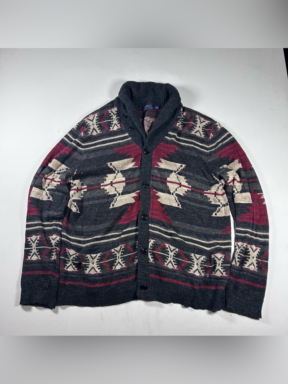 Polo Ralph Lauren Shawl Cardigan Sweater Southestern Aztec Navajo Men's XL